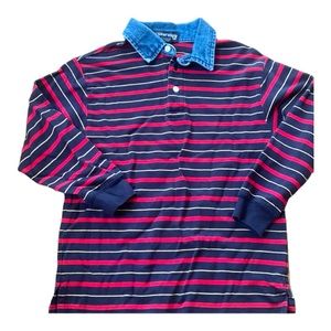 Boys lands end brand size large striped long sleeve polo shirt